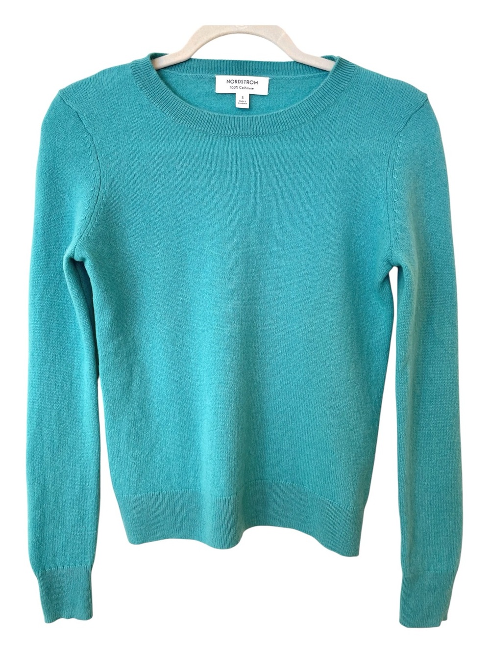 100% Cashmere Crewneck Sweater Turquoise Blue Women’s Size Small